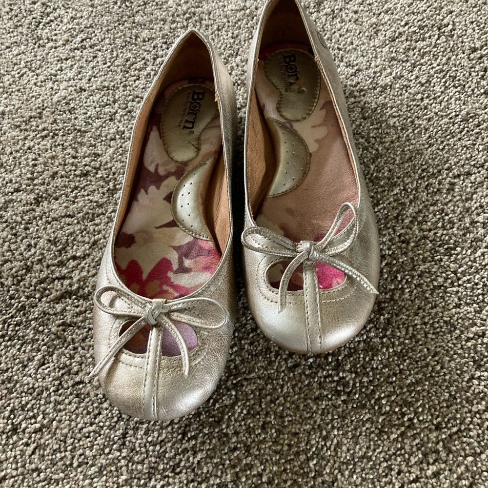 Born Metallic Flats with Bow Accent